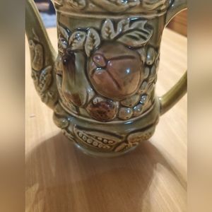 Vintage Green Embossed ceramic fruit tea set